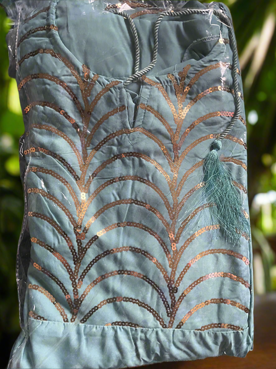 Fabulous beaded wavy chest Jalabiya dress plus size