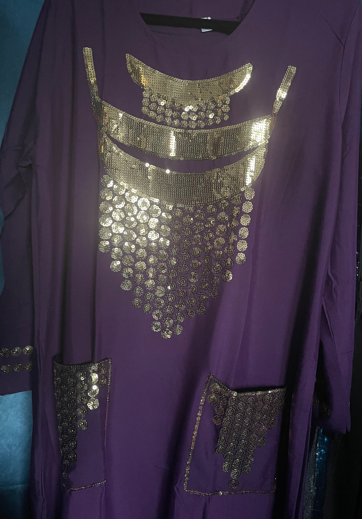 Beautiful Sequin beaded maxi cotton dress home wear with pockets