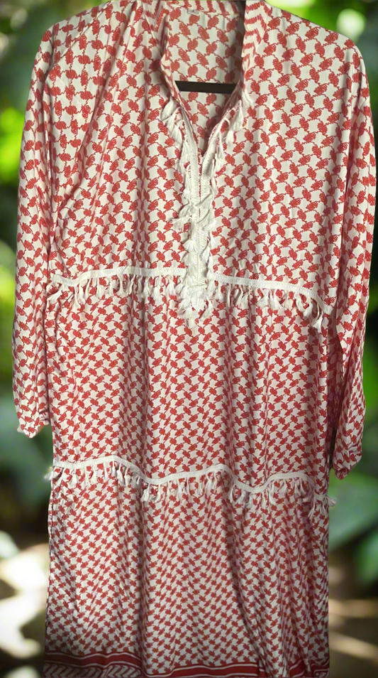 Styled dot printed Palestine Jalabiya maxi dress
