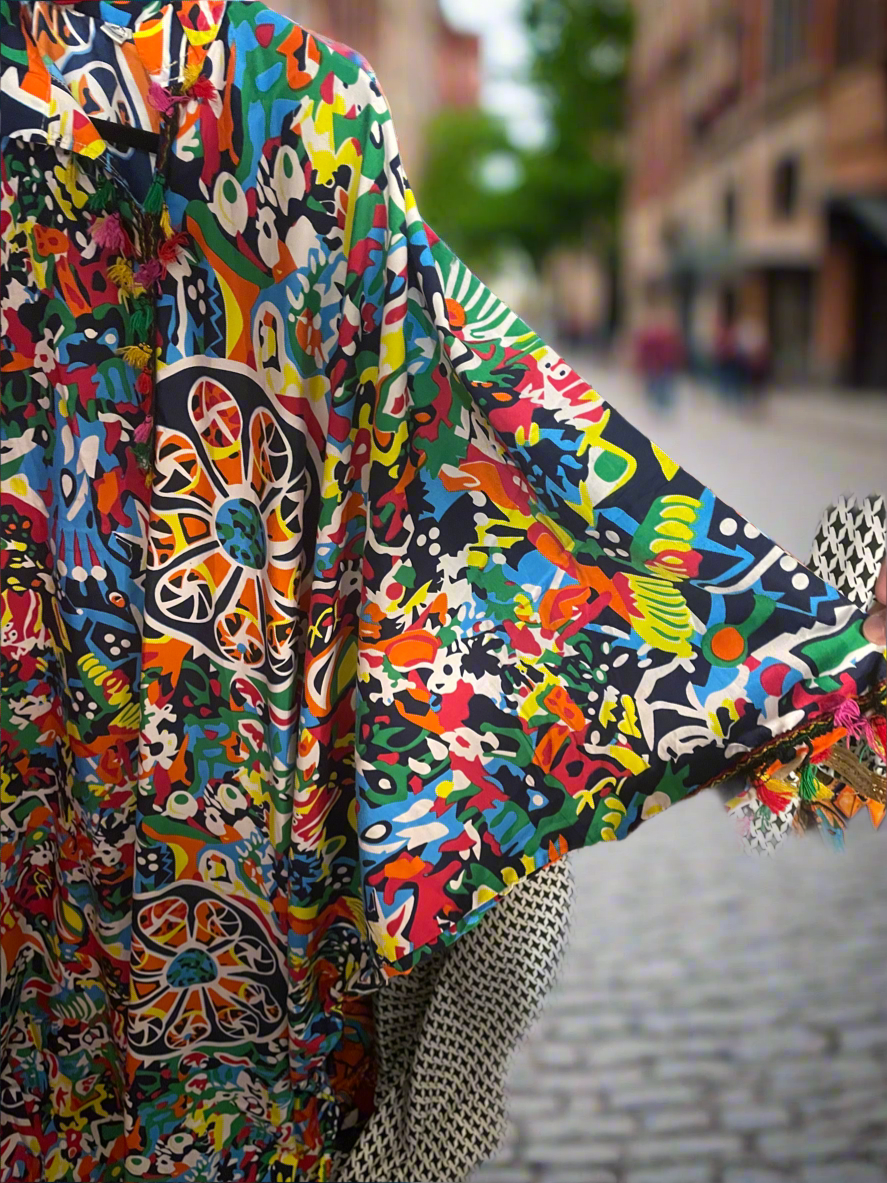 Kaftan loose dots print mix colours