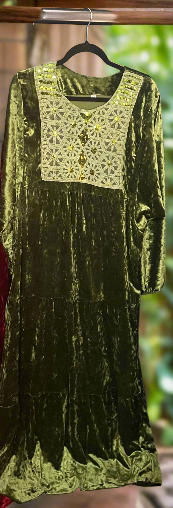 Luxury velvet beaded sequin Jalabiya wide sleeves 

maxi dress