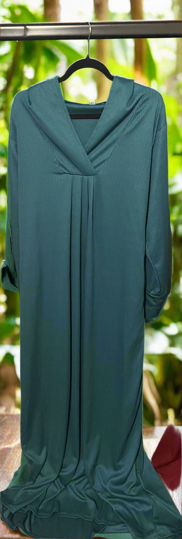 Traditional hooded Jalabiya with pockets belted stretching dress maxi