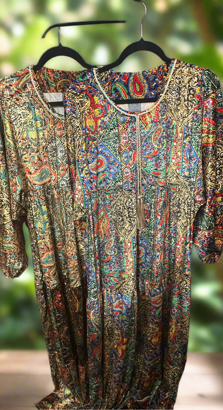 Luxury soft velvet multicoloured wide sleeves Jalabiya dress plus size