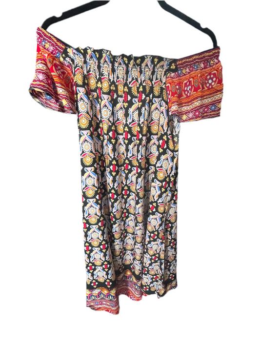 Beautiful printed midi dress Homewear off shoulder 
Summer plus size 18/20uk