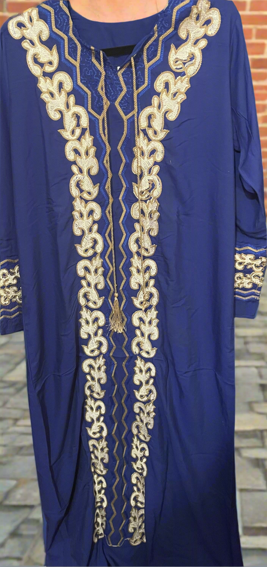 Beautiful threaded embroidery Jalabiya maxi dress