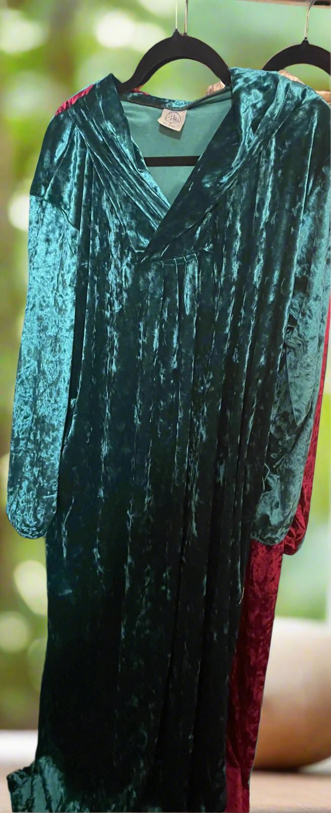 Rema soft velvet hooded with pockets stretchy maxi dress