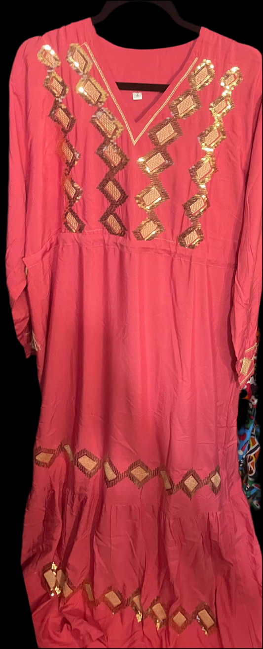 Beautiful Zigzag beaded sequin embroidery fabulous  Jalabiya Maxi dress