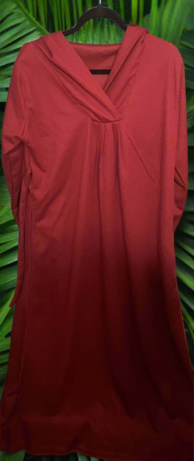 Traditional hooded Jalabiya with pockets belted stretching dress maxi