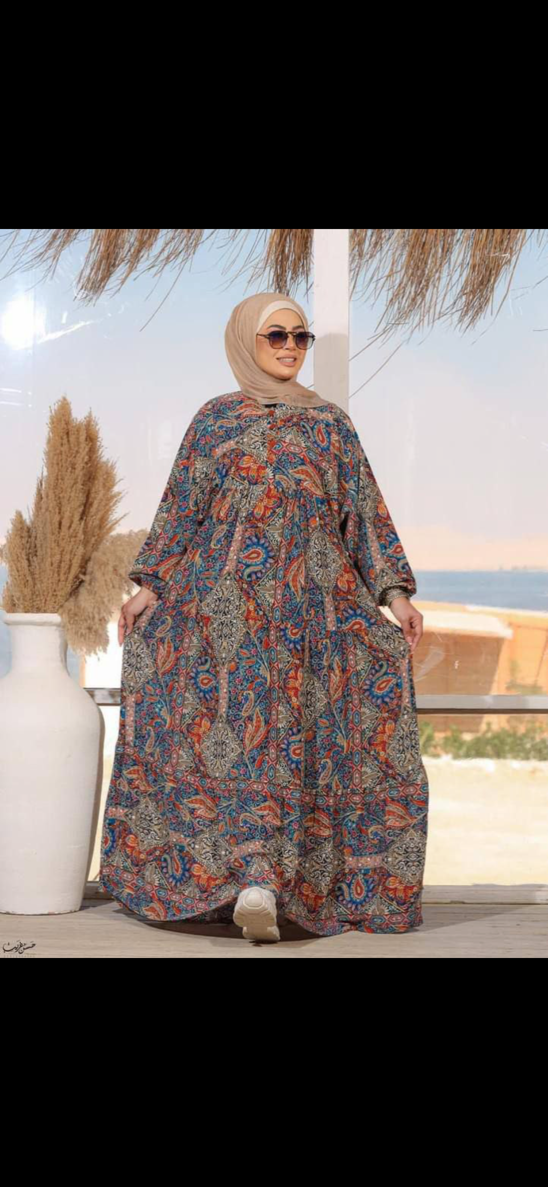 Elegant Colourful loose Jalabiya wide sleeves Maxi dress