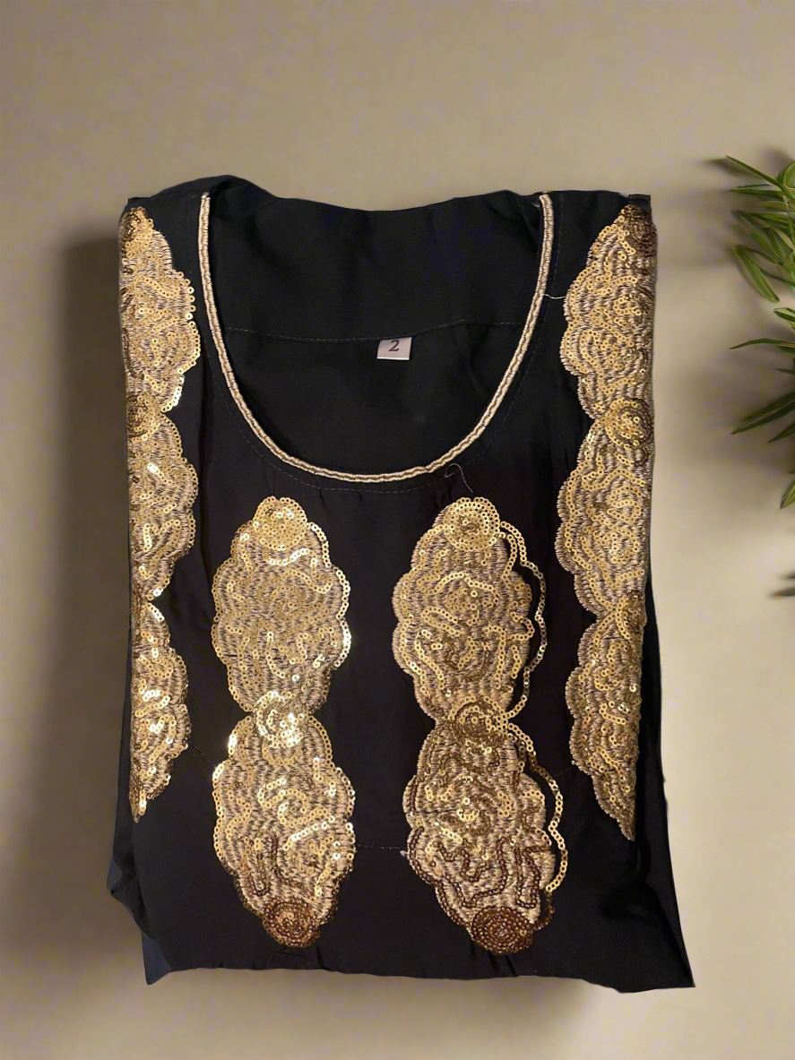 Floral patchwork embroidery sequins design Jalabiya maxi dress