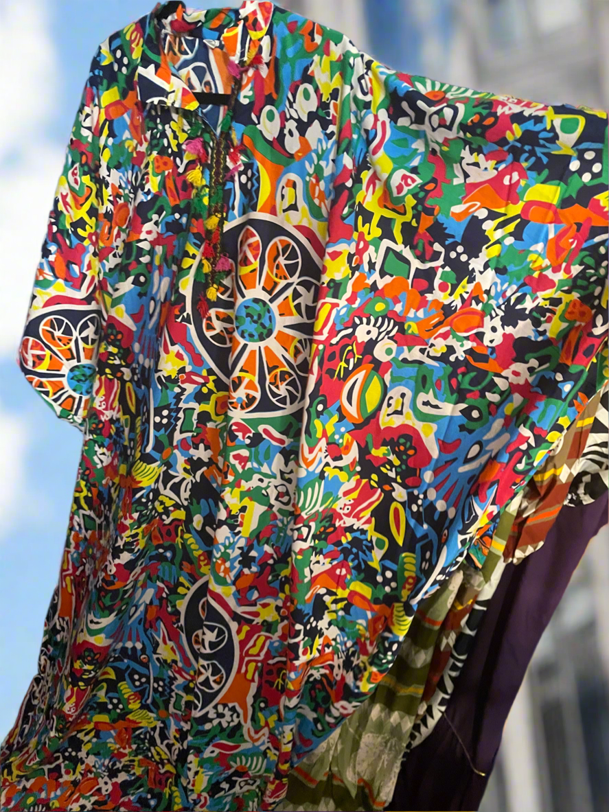 Kaftan loose dots print mix colours