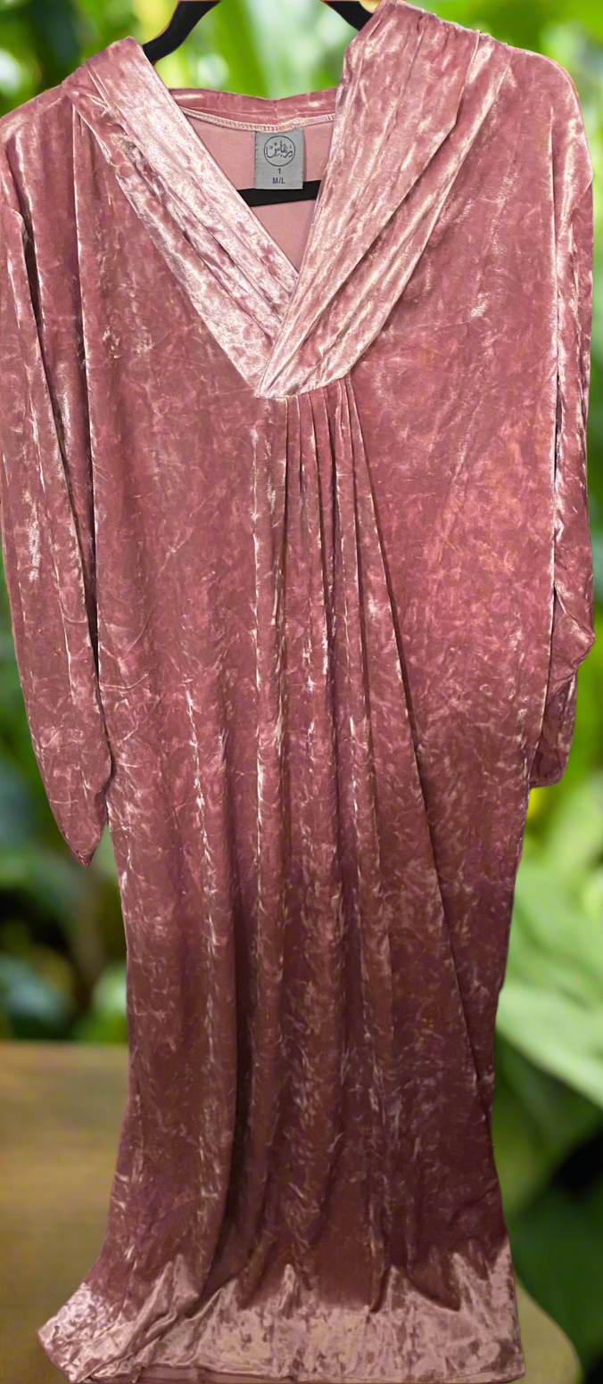 Rema soft velvet hooded with pockets stretchy maxi dress