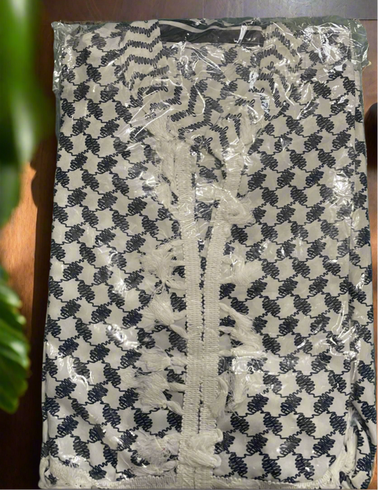 Styled dot printed Palestine Jalabiya maxi dress plus size