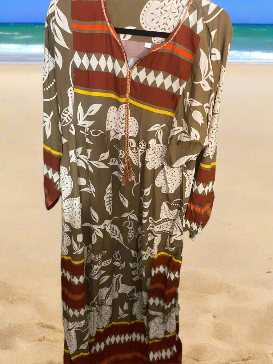 Elegant Colourful loose Jalabiya wide sleeves Maxi dress