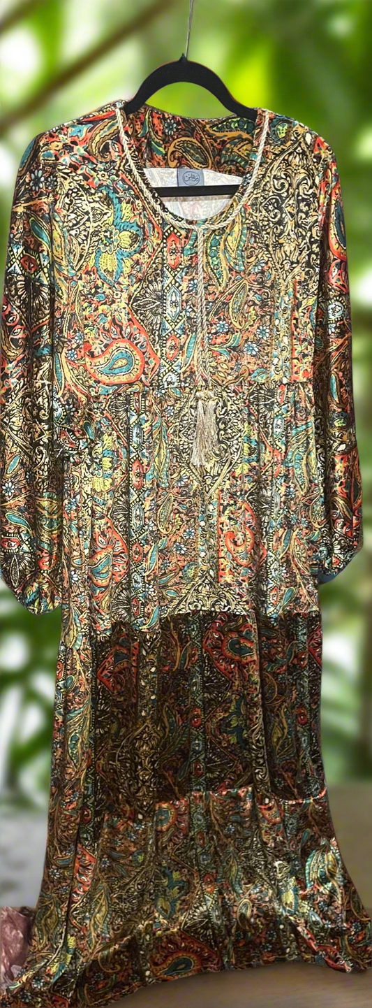Luxury soft velvet multicoloured wide sleeves Jalabiya dress plus size